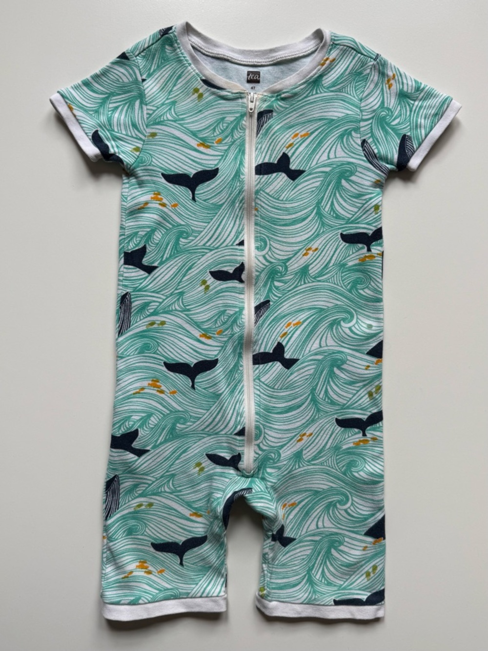 Tea Collection Boys Rockabye Short Sleeve Pajamas, Whales - Size 4T